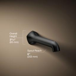 Kohler Occasion Wall-mount bath spout with Straight design, 8'' - Matte Black - image 3