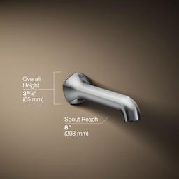 Kohler Occasion Wall-mount bath spout with Straight design, 8'' - Polished Chrome - image 3