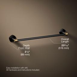Kohler | Occasion | Towel Bar - Matte Black With Brushed Moderne Brass - image 3