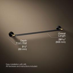 Kohler | Occasion | Towel Bar - Matte Black With Brushed Moderne Brass - image 3