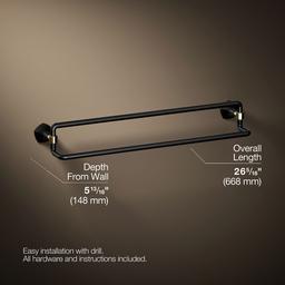 Kohler | Occasion | Towel Bar - Matte Black With Brushed Moderne Brass - image 3