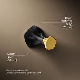 Kohler | Occasion | Robe Hook - Matte Black With Brushed Moderne Brass - image 3