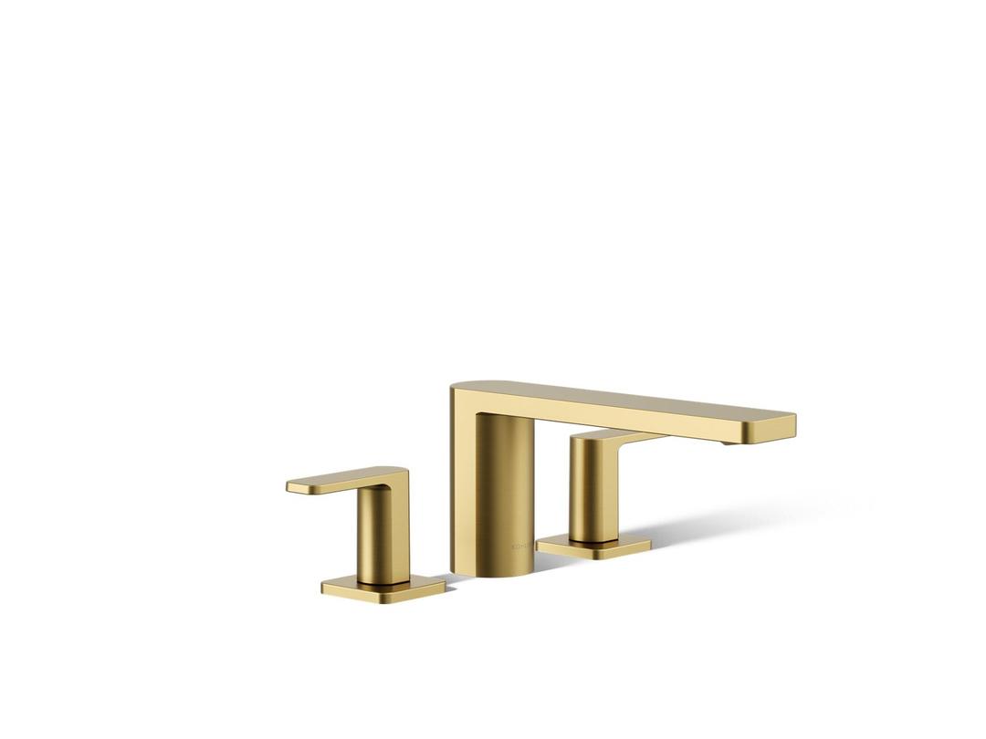 Kohler Parallel Deck-mount bath faucet - Vibrant Brushed Moderne Brass by Kohler