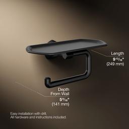 Kohler Occasion Toilet paper holder with tray - Matte Black - image 3
