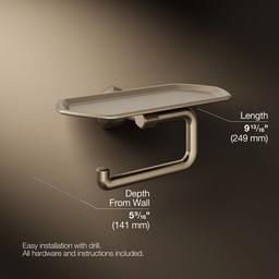 Kohler Occasion Toilet paper holder with tray - Vibrant Brushed Bronze - image 3