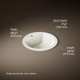 Kohler Bryant 19'' round drop-in bathroom sink - Biscuit - image 3
