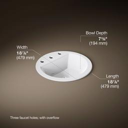 Kohler Bryant 19'' round drop-in bathroom sink - White - image 3