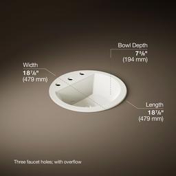 Kohler Bryant 19'' round drop-in bathroom sink - Biscuit - image 3