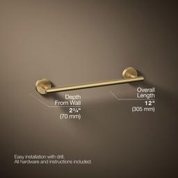 Kohler Elate 12'' towel bar - Vibrant Brushed Moderne Brass - image 3