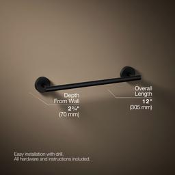 Kohler Elate 12'' towel bar - Matte Black - image 3