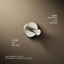 Kohler Elate Robe hook - Vibrant Brushed Nickel - image 3