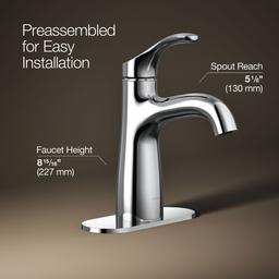 Kohler Simplice Single-handle bathroom sink faucet, 1.2 gpm - Polished Chrome - image 3