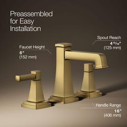 Kohler | Riff | Widespread Bathroom Sink Faucet - Vibrant Brushed Moderne Brass - image 3