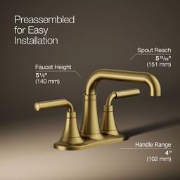 Kohler | Tone | Centerset Bathroom Sink Faucet - Vibrant Brushed Moderne Brass - image 3