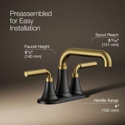 Kohler | Tone | Centerset Bathroom Sink Faucet - Matte Black With Brushed Moderne Brass - image 3