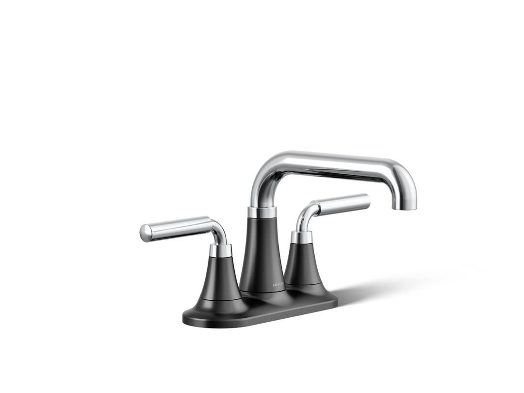 Kohler | Tone | Centerset Bathroom Sink Faucet - Polished Chrome With Matte Black by Kohler