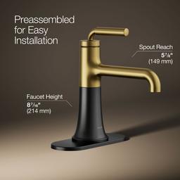 Kohler | Tone | Single Handle Faucet - Matte Black With Brushed Moderne Brass - image 3
