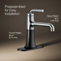 Kohler | Tone | Single Handle Faucet - Polished Chrome With Matte Black - image 3