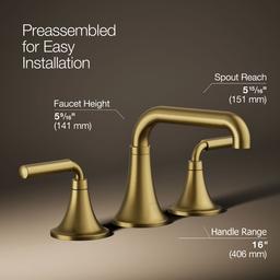 Kohler | Tone | Widespread Bathroom Sink Faucet - Vibrant Brushed Moderne Brass - image 3
