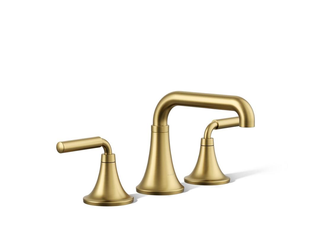 Kohler | Tone | Widespread Bathroom Sink Faucet - Vibrant Brushed Moderne Brass by Kohler