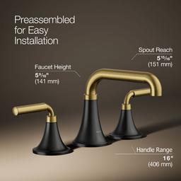 Kohler | Tone | Bathroom Sink Faucet - Matte Black With Brushed Moderne Brass - image 3
