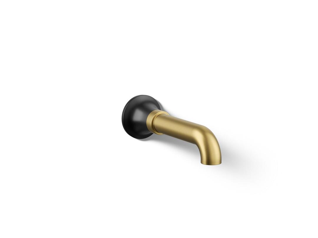 Kohler | Tone | Wall Mounted Tub Filler - Matte Black With Brushed Moderne Brass by Kohler