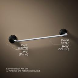 Kohler | Tone | Towel Bar - Polished Chrome With Matte Black - image 2