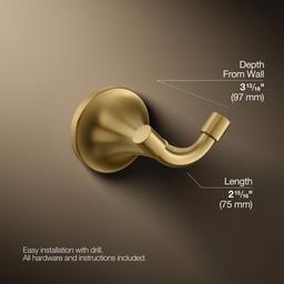 Kohler | Tone | Robe Hook - Vibrant Brushed Moderne Brass - image 3
