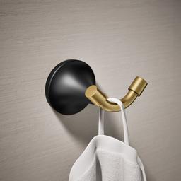 Kohler | Tone | Robe Hook - Matte Black With Brushed Moderne Brass - image 2
