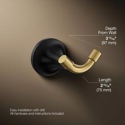 Kohler | Tone | Robe Hook - Matte Black With Brushed Moderne Brass - image 3