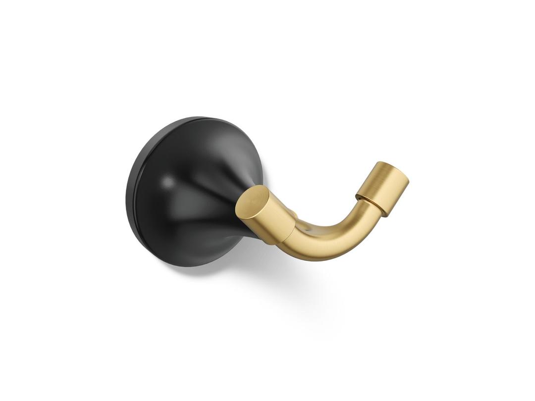 Kohler | Tone | Robe Hook - Matte Black With Brushed Moderne Brass by Kohler