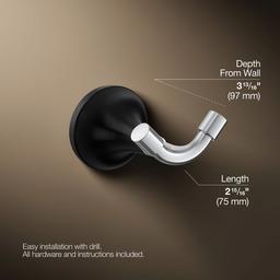 Kohler | Tone | Robe Hook - Polished Chrome With Matte Black - image 3