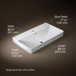 Vox 35-1/2'' rectangular vessel bathroom sink - image 3