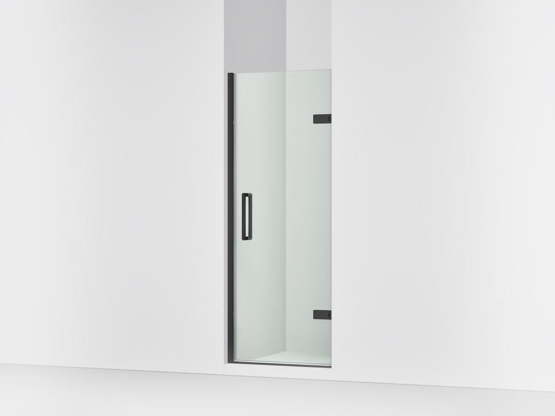 Kohler ComposedE Frameless pivot shower door, 71-5/8'' H x 27-5/8 - 28-3/8'' W, with 3/8'' thick Crystal Clear glass - Matte Black by Kohler
