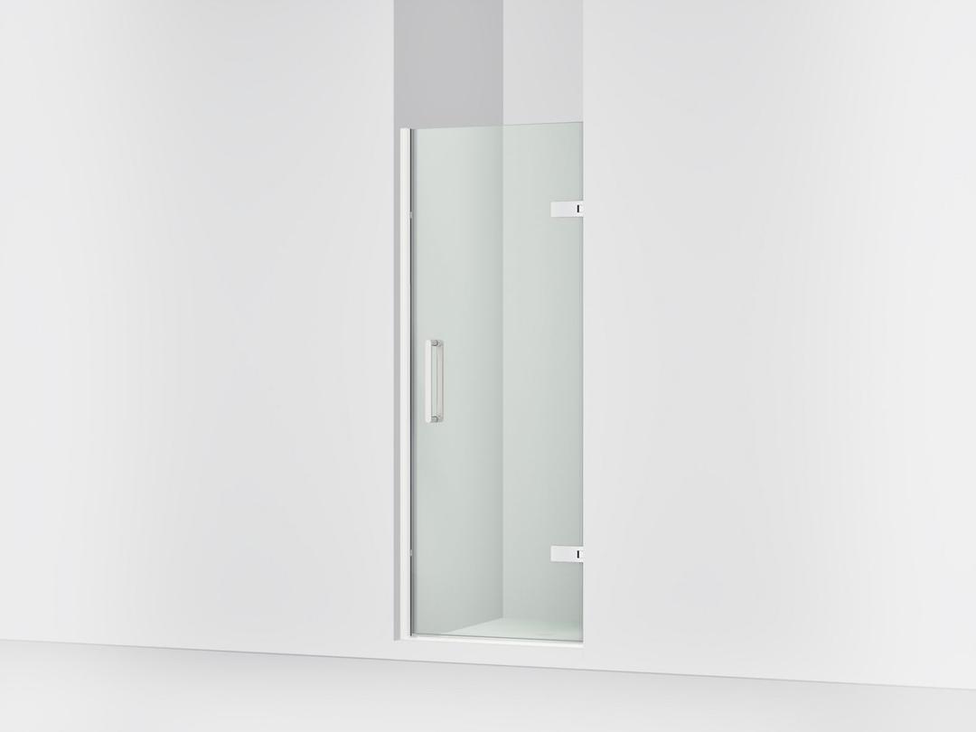 Kohler ComposedE Frameless pivot shower door, 71-5/8'' H x 27-5/8 - 28-3/8'' W, with 3/8'' thick Crystal Clear glass - Bright Polished Silver by Kohler