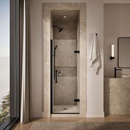 Kohler ComponentsE Frameless pivot shower door, 71-5/8'' H x 27-5/8 - 28-3/8'' W, with 3/8'' thick Crystal Clear glass - Matte Black - image 4