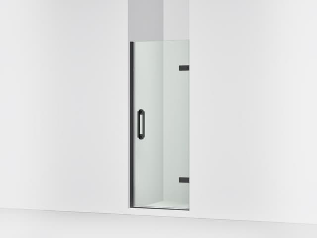 Kohler ComponentsE Frameless pivot shower door, 71-5/8'' H x 27-5/8 - 28-3/8'' W, with 3/8'' thick Crystal Clear glass - Matte Black