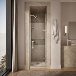 Kohler ComponentsE Frameless pivot shower door, 71-5/8'' H x 27-5/8 - 28-3/8'' W, with 3/8'' thick Crystal Clear glass - Anodized Brushed Nickel - image 4