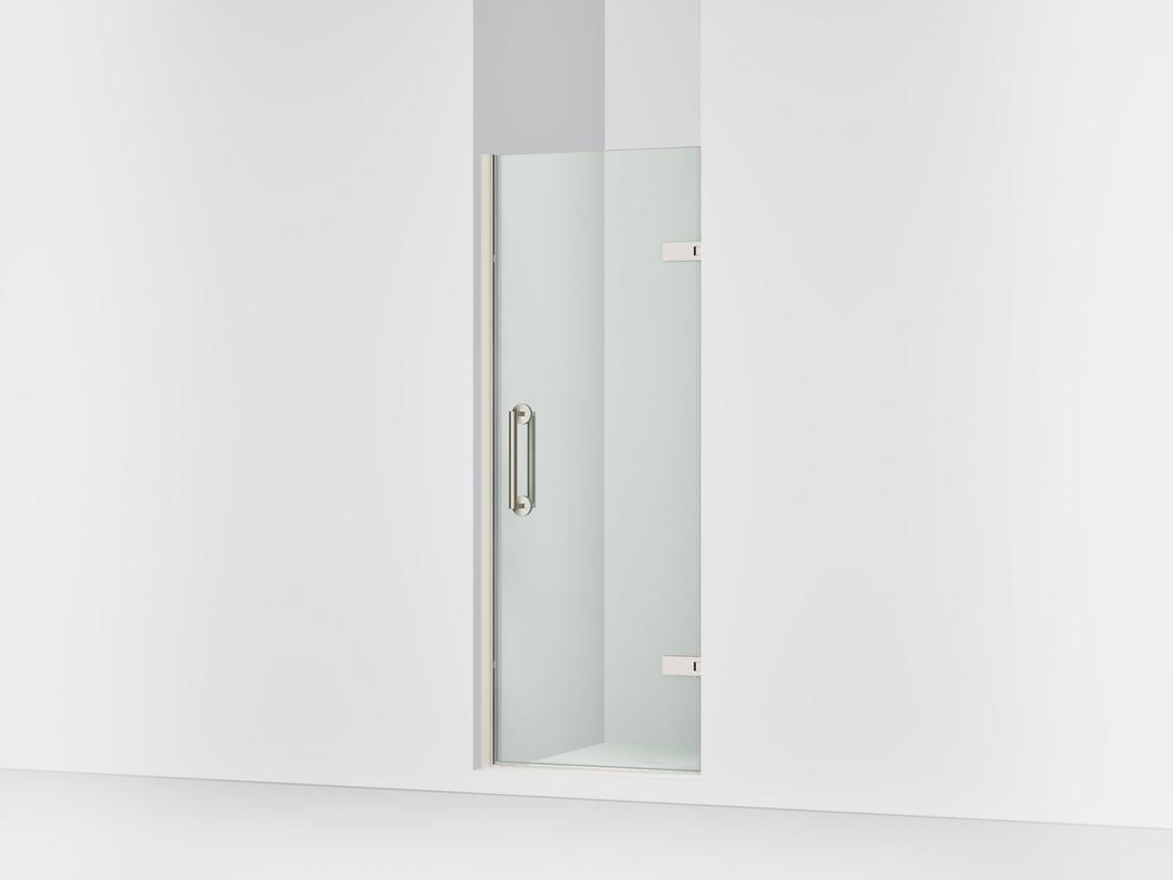Kohler ComponentsE Frameless pivot shower door, 71-5/8'' H x 27-5/8 - 28-3/8'' W, with 3/8'' thick Crystal Clear glass - Anodized Brushed Nickel by Kohler