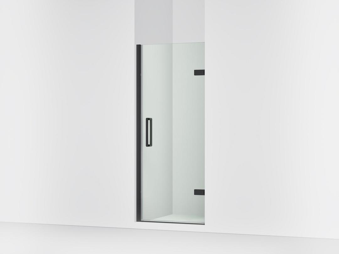 Kohler ComposedE Frameless pivot shower door, 71-5/8'' H x 29-5/8 - 30-3/8'' W, with 3/8'' thick Crystal Clear glass - Matte Black by Kohler