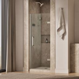 Kohler ComposedE Frameless pivot shower door, 71-5/8'' H x 29-5/8 - 30-3/8'' W, with 3/8'' thick Crystal Clear glass - Anodized Brushed Nickel - image 2