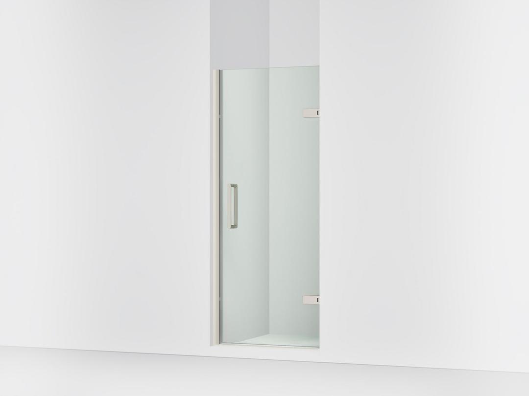 Kohler ComposedE Frameless pivot shower door, 71-5/8'' H x 29-5/8 - 30-3/8'' W, with 3/8'' thick Crystal Clear glass - Anodized Brushed Nickel by Kohler