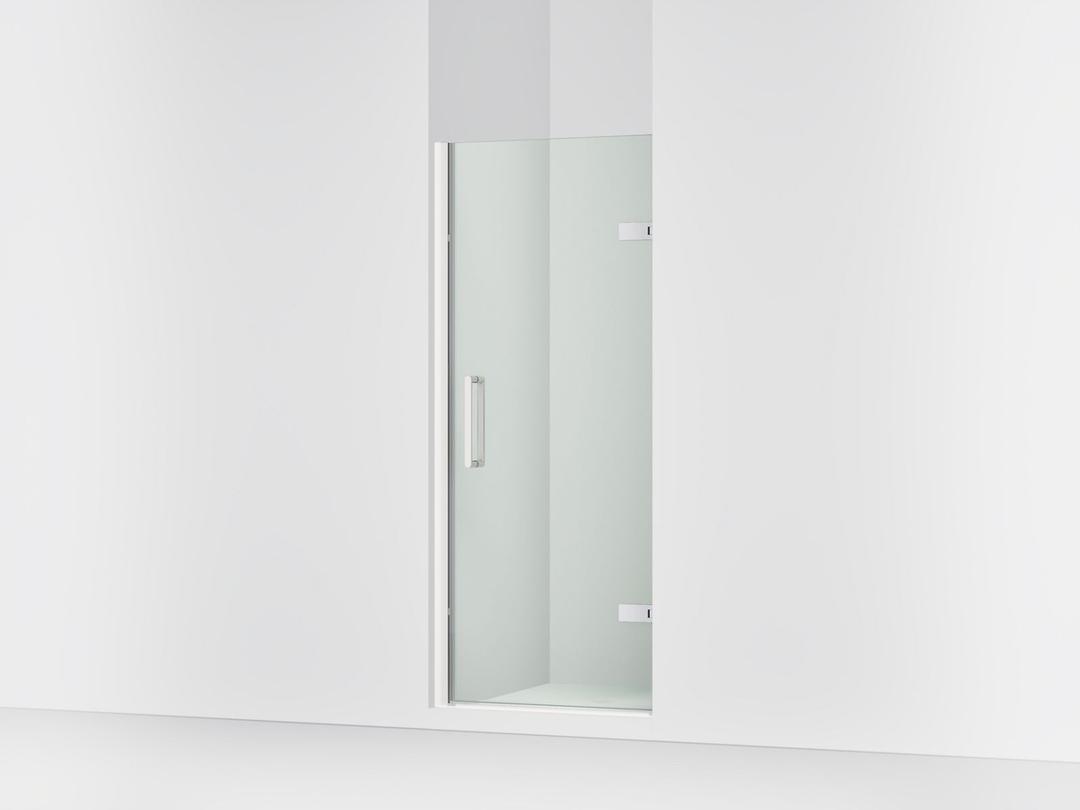Kohler ComposedE Frameless pivot shower door, 71-5/8'' H x 29-5/8 - 30-3/8'' W, with 3/8'' thick Crystal Clear glass - Bright Polished Silver by Kohler