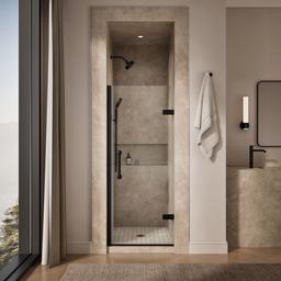 Kohler ComponentsE Frameless pivot shower door, 71-5/8'' H x 29-5/8 - 30-3/8'' W, with 3/8'' thick Crystal Clear glass - Matte Black - image 4