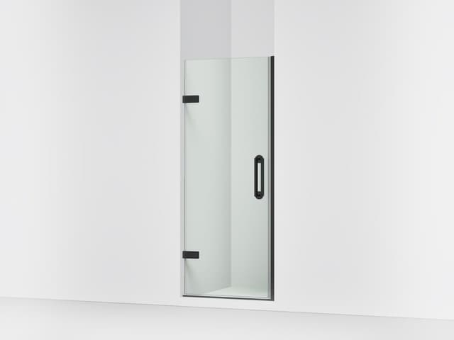 Kohler ComponentsE Frameless pivot shower door, 71-5/8'' H x 29-5/8 - 30-3/8'' W, with 3/8'' thick Crystal Clear glass - Matte Black