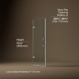 Kohler ComponentsE Frameless pivot shower door, 71-5/8'' H x 29-5/8 - 30-3/8'' W, with 3/8'' thick Crystal Clear glass - Anodized Brushed Nickel - image 3