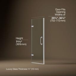 Kohler ComponentsE Frameless pivot shower door, 71-5/8'' H x 29-5/8 - 30-3/8'' W, with 3/8'' thick Crystal Clear glass - Bright Polished Silver - image 3