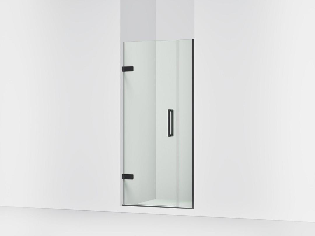 Kohler ComposedE Frameless pivot shower door, 71-9/16'' H x 33-5/8 - 34-3/8'' W, with 3/8'' thick Crystal Clear glass - Matte Black by Kohler