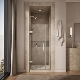 Kohler ComposedE Frameless pivot shower door, 71-9/16'' H x 33-5/8 - 34-3/8'' W, with 3/8'' thick Crystal Clear glass - Anodized Brushed Nickel - image 4
