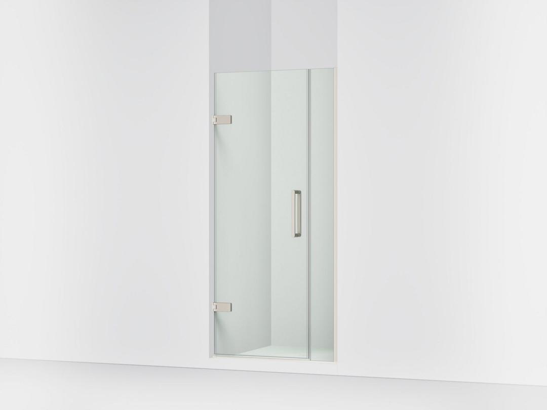 Kohler ComposedE Frameless pivot shower door, 71-9/16'' H x 33-5/8 - 34-3/8'' W, with 3/8'' thick Crystal Clear glass - Anodized Brushed Nickel by Kohler
